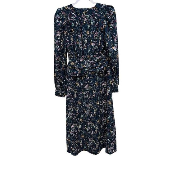 Derek Lam Long Sleeve V-Neck Blue Floral Midi Dress Size 40 US 4 - Picture 11 of 11